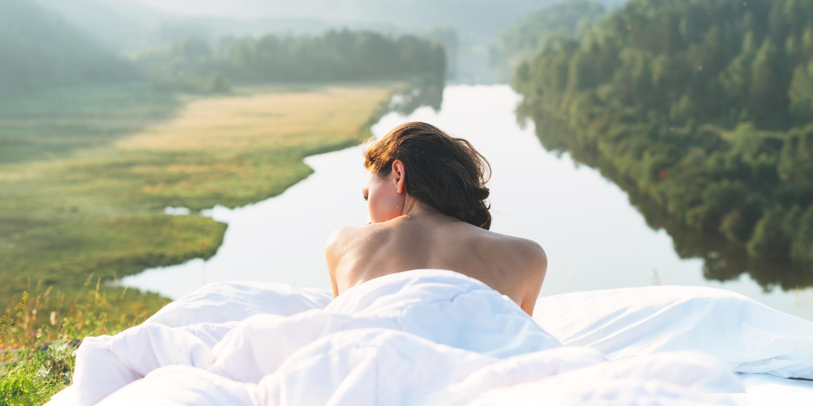 Woman sleeping outdoors