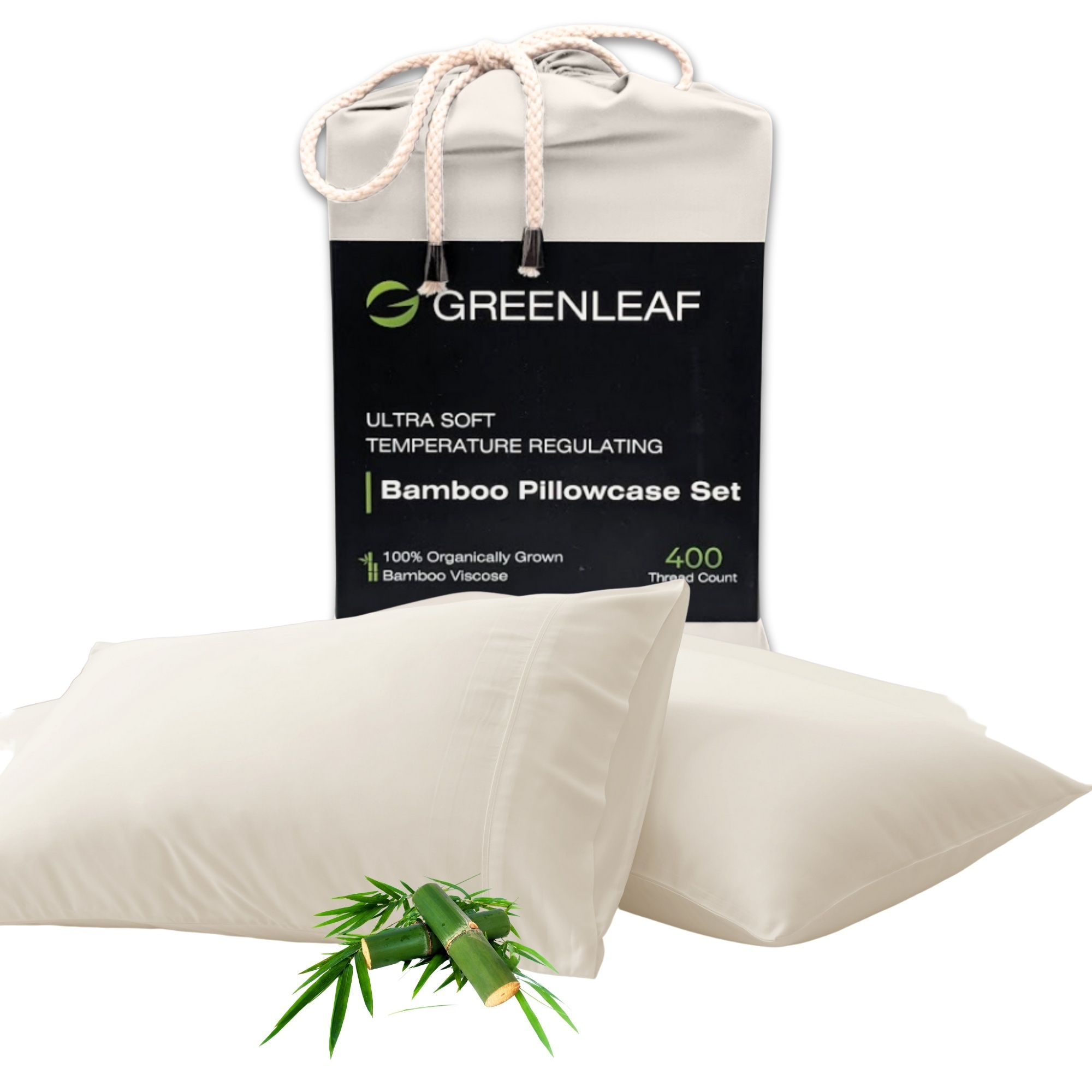 Organic Bamboo Pillowcases | Ivory | Greenleaf Linens | Sinfully Soft
