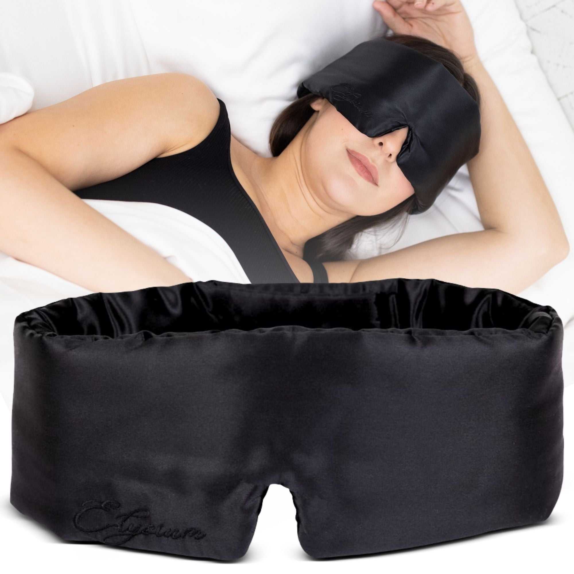 Sleepy Silk  Adjustable Silk Eye Mask / Silk Sleep Mask - Black Midnight