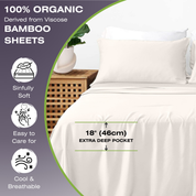 Bamboo Bedding Set with Deep 18" Pocket in Ivory | Luxury Organic Bamboo Linens