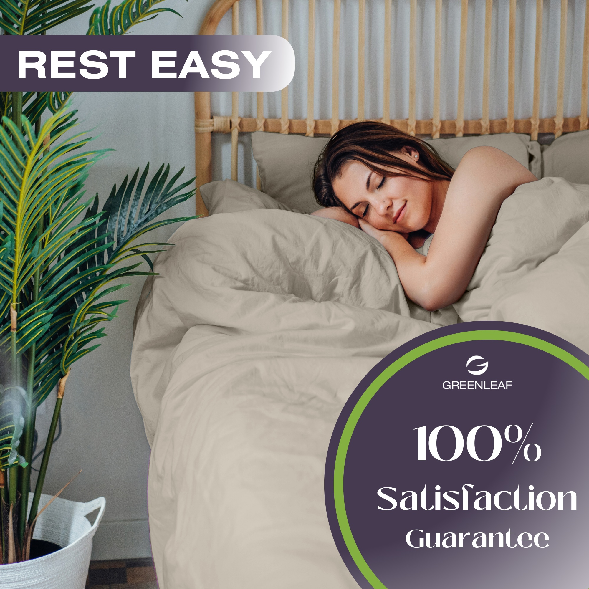 Satisfaction guarantee for Bamboo Linens Set in Dune