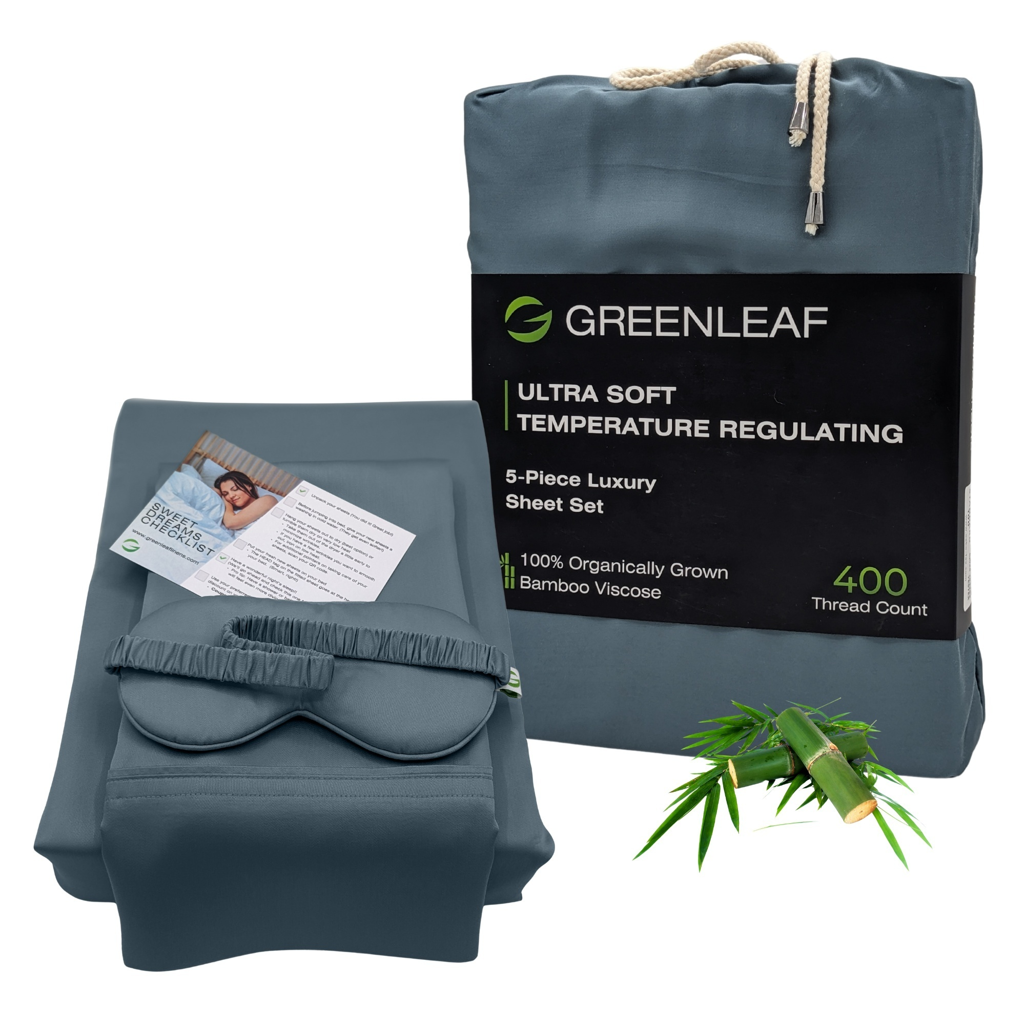 Bamboo Bed Sheets | Ocean Blue | Organic Bamboo Cooling Sheets | Greenleaf