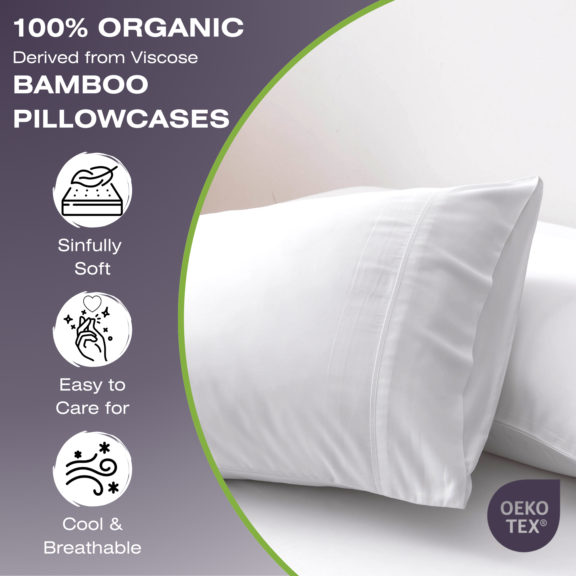 Organic Bamboo Pillowcase Set | Pure White