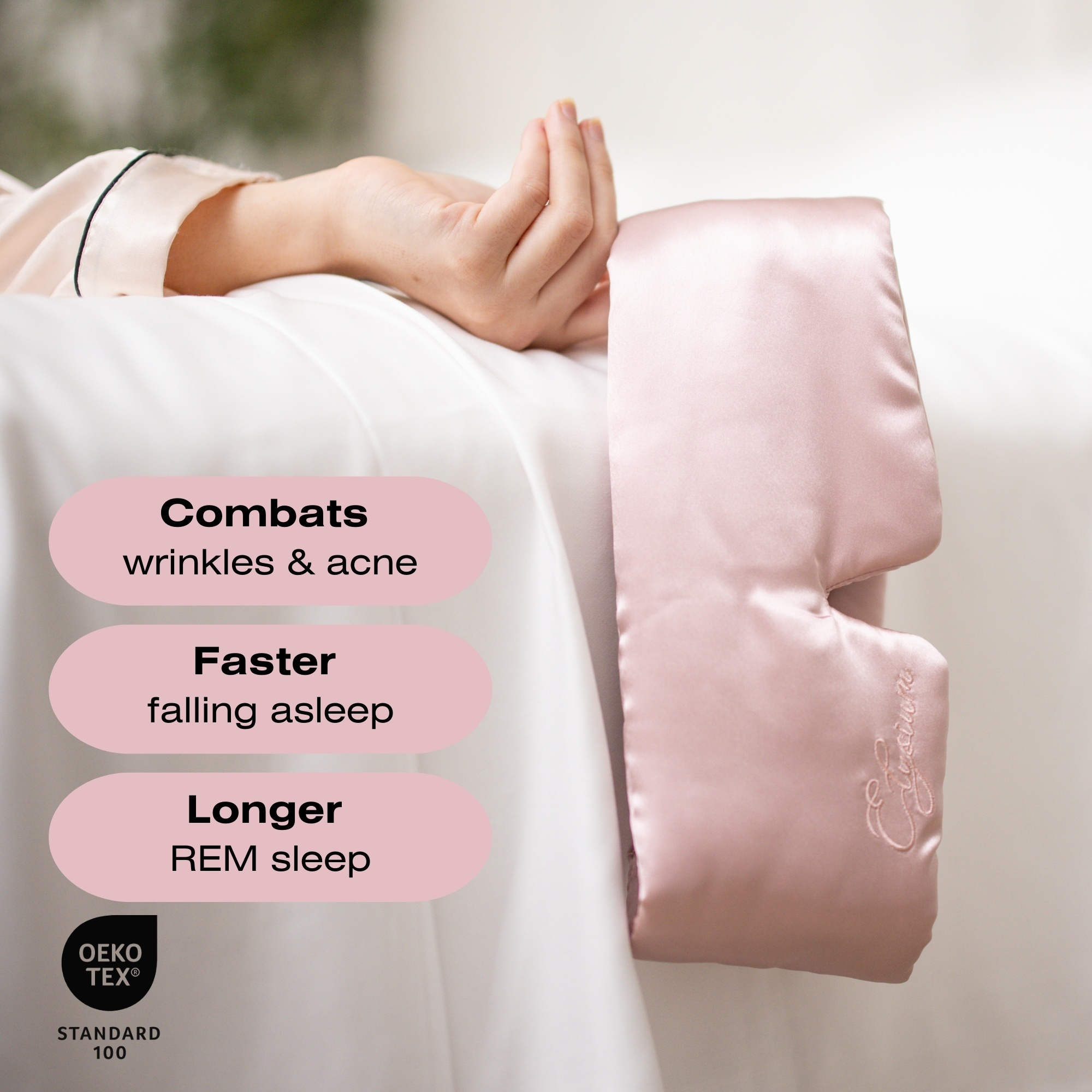 Benefit of Elysium Silk Eye Mask for eyes | Pink