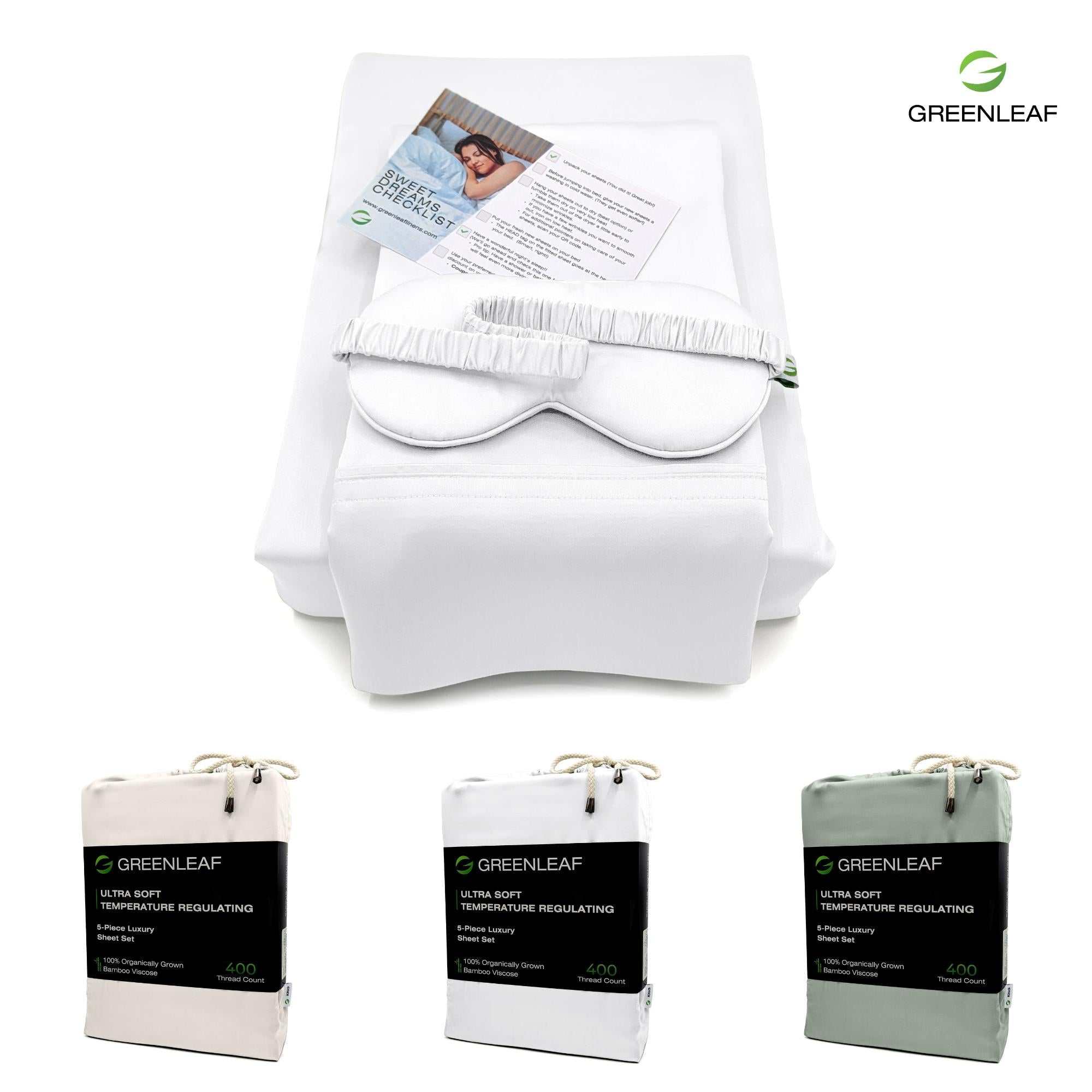 Greenleaf - Luxury Organic Bamboo Sheets Set | Pure White